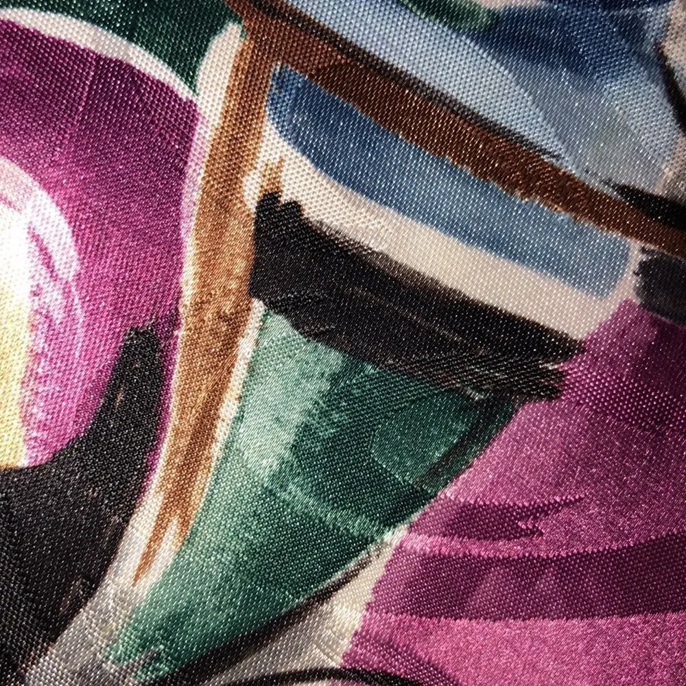 Adolfo Pink Blue Light Brown Black Artsy Polyester Designer Tie